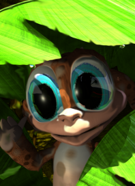 A cute little Norn peeping from behind leaves